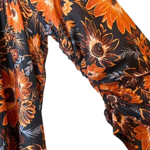 HAPPY x NATURE by Kate Hudson Mini Dress Floral Print in Black & Brown Sz. Large - Picture 4 of 11